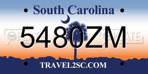 5480ZM South Carolina License Plate