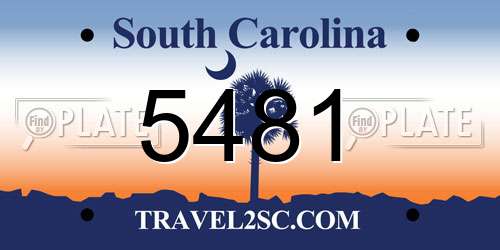5481 South Carolina License Plate