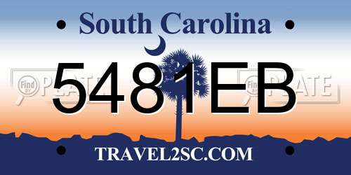 5481EB South Carolina License Plate