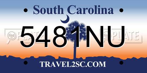 5481NU South Carolina License Plate