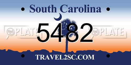 5482 South Carolina License Plate