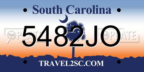 5482JO South Carolina License Plate