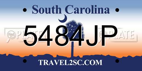 5484JP South Carolina License Plate