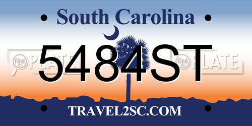 5484ST South Carolina License Plate