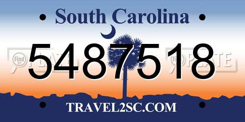 5487518 South Carolina License Plate