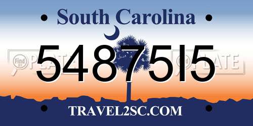 54875I5 South Carolina License Plate