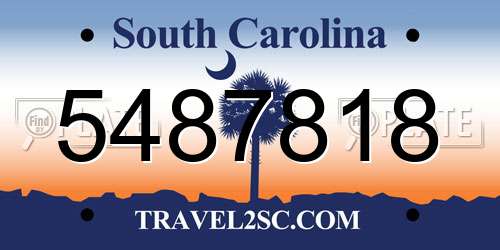 5487818 South Carolina License Plate