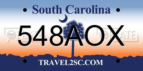 548AOX South Carolina License Plate