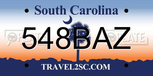 548BAZ South Carolina License Plate