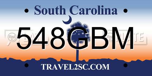 548GBM South Carolina License Plate