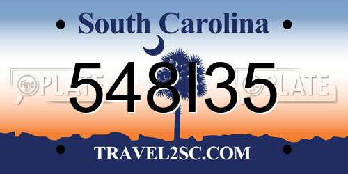 548I35 South Carolina License Plate