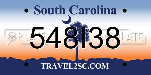 548I38 South Carolina License Plate