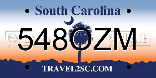 548OZM South Carolina License Plate