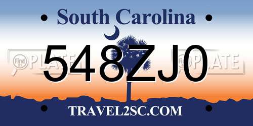 548ZJ0 South Carolina License Plate
