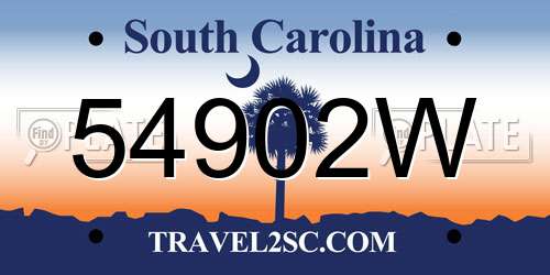 54902W South Carolina License Plate