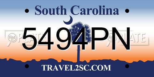 5494PN South Carolina License Plate