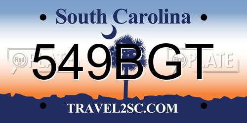549BGT South Carolina License Plate