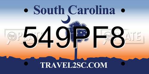 549PF8 South Carolina License Plate