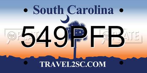 549PFB South Carolina License Plate