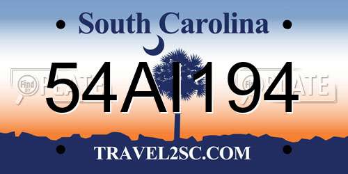 54AI194 South Carolina License Plate