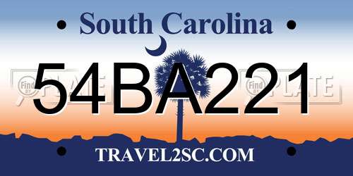 54BA221 South Carolina License Plate