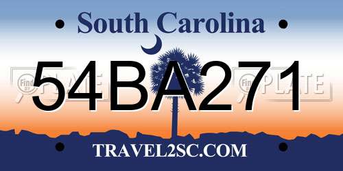 54BA271 South Carolina License Plate