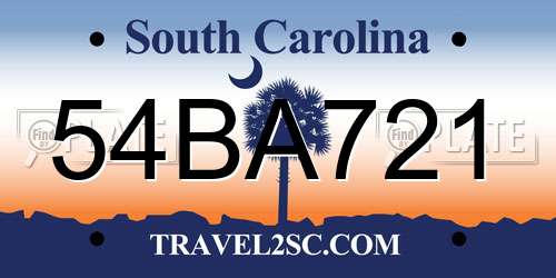 54BA721 South Carolina License Plate