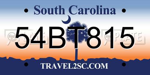 54BT815 South Carolina License Plate