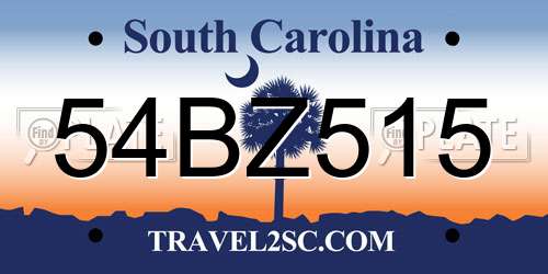 54BZ515 South Carolina License Plate