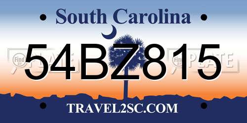 54BZ815 South Carolina License Plate