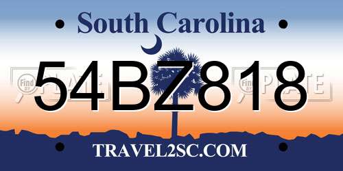 54BZ818 South Carolina License Plate