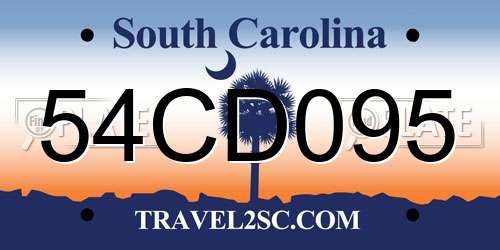 54CD095 South Carolina License Plate