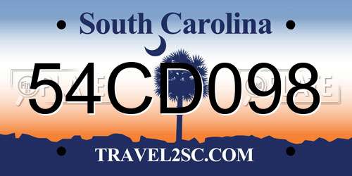 54CD098 South Carolina License Plate