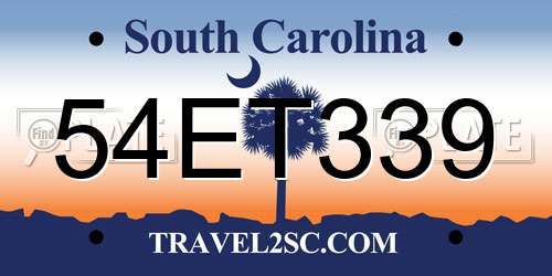 54ET339 South Carolina License Plate