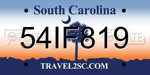 54IF819 South Carolina License Plate