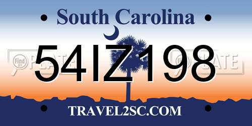 54IZ198 South Carolina License Plate