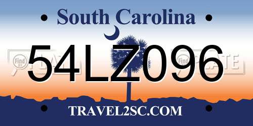 54LZ096 South Carolina License Plate
