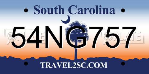 54NG757 South Carolina License Plate