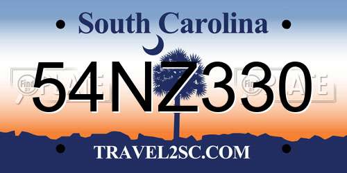 54NZ330 South Carolina License Plate