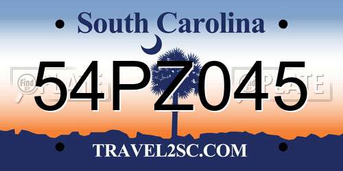 54PZ045 South Carolina License Plate