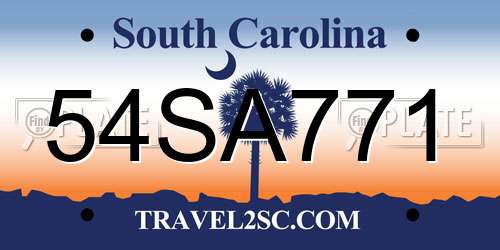 54SA771 South Carolina License Plate