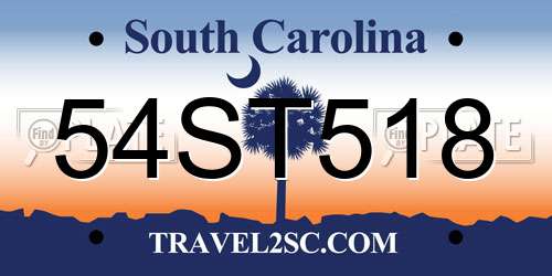 54ST518 South Carolina License Plate