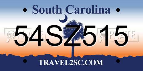 54SZ515 South Carolina License Plate