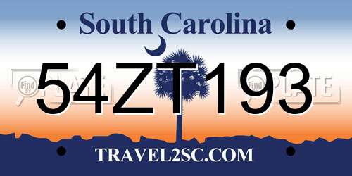 54ZT193 South Carolina License Plate