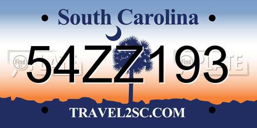 54ZZ193 South Carolina License Plate