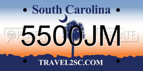 5500JM South Carolina License Plate