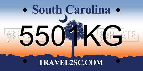5501KG South Carolina License Plate