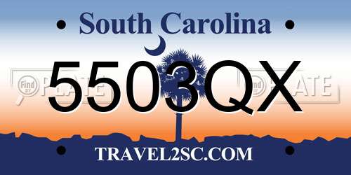 5503QX South Carolina License Plate