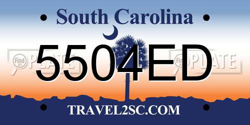 5504ED South Carolina License Plate