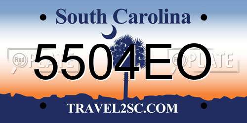 5504EO South Carolina License Plate